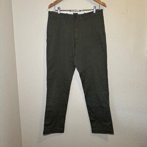 J Crew Mens 31x32 Flex Straight Pants Olive Green Chino Flat Front Casual Preppy